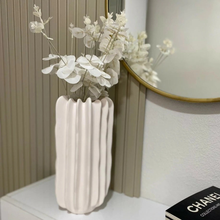 SERRATE Seramik Vazo Beyaz