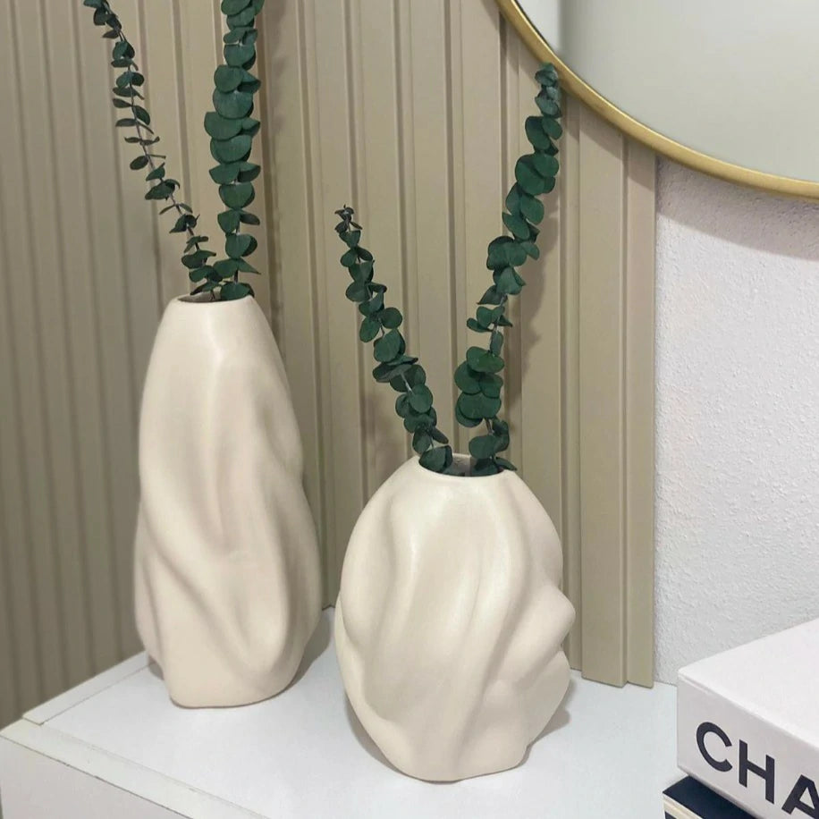 Dalgalı Vazo 2’Lİ Bej