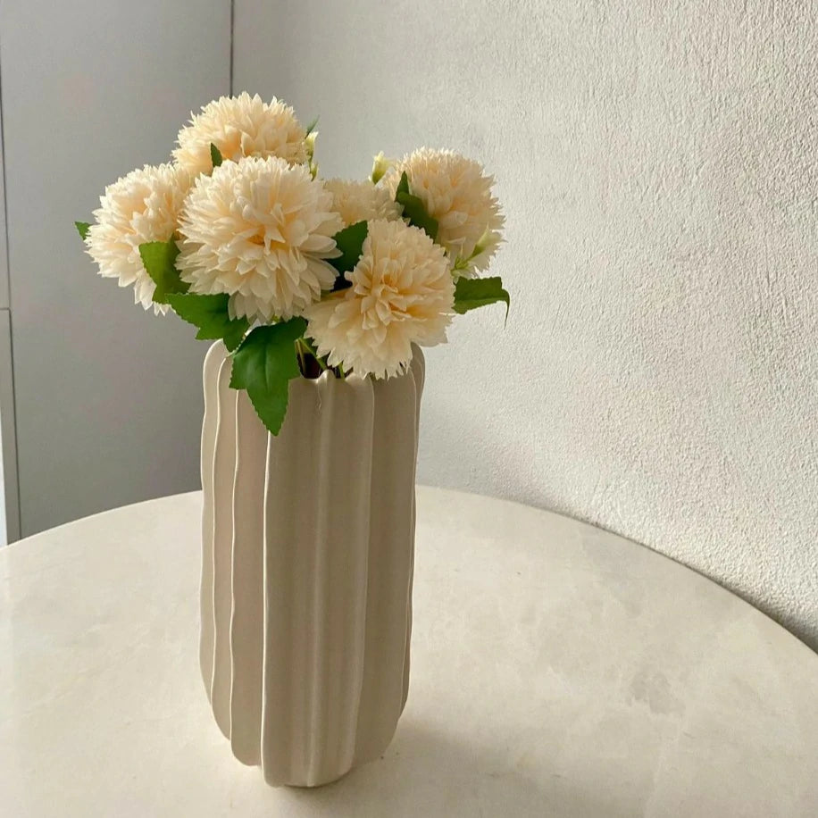 Dekoratif Krem Şakayık Yapay Çiçek Buketi